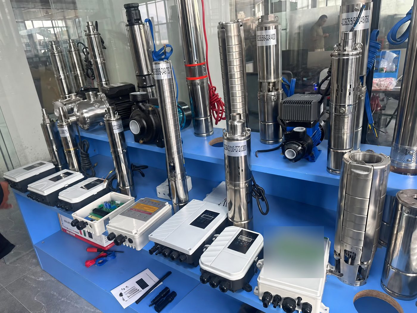 Solar submersible pumps, surface pumps and solar pump controllers on display