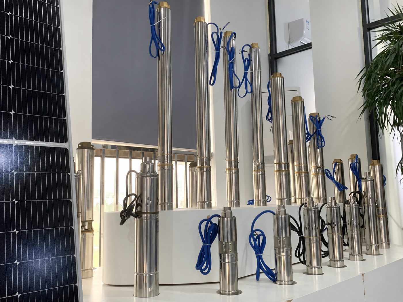 Range of 3-inch and 4-inch stainless steel solar submersible pumps for boreholes and wells