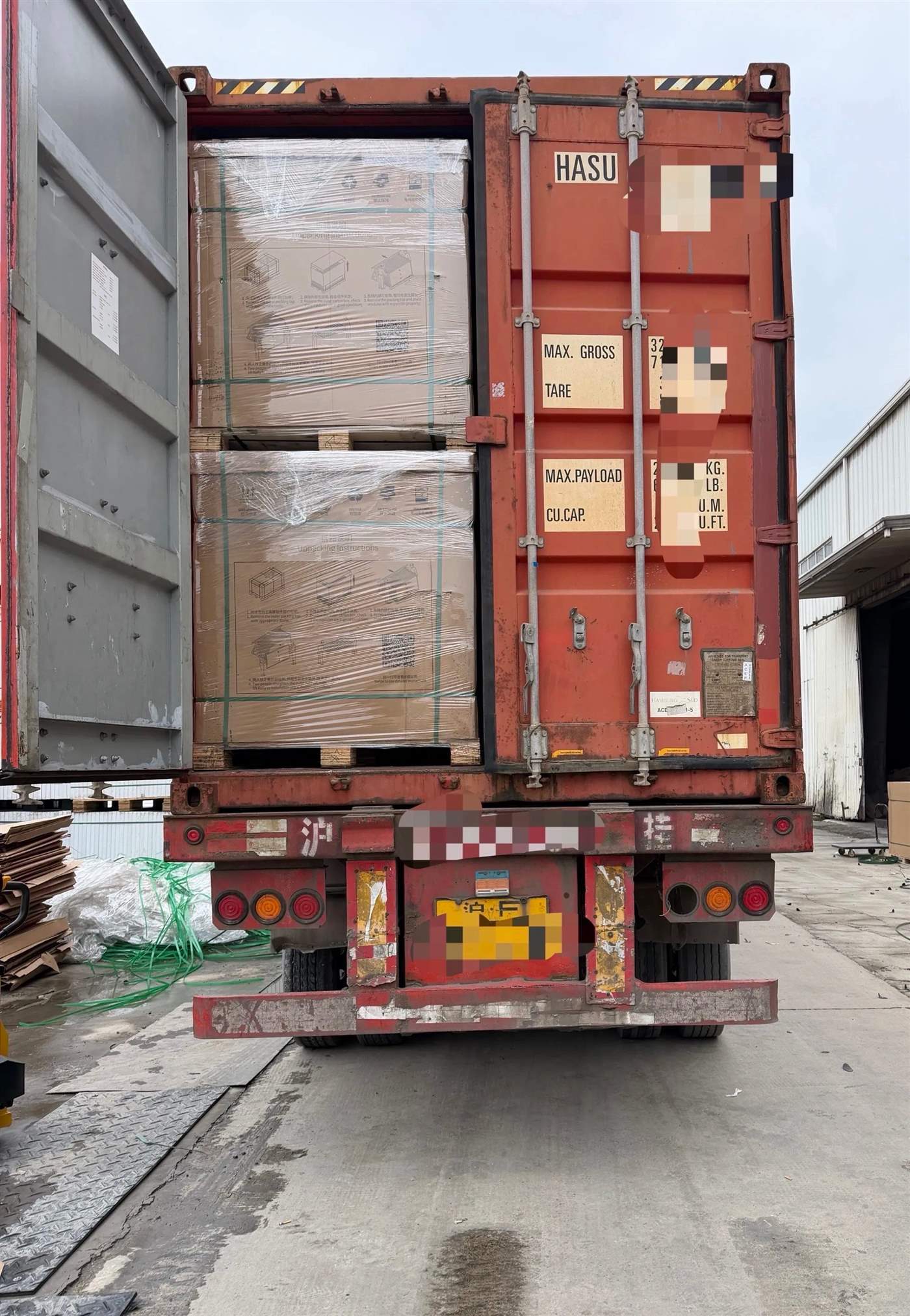 Solar BOS components consolidated for export shipment